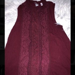High neck maroon tank top